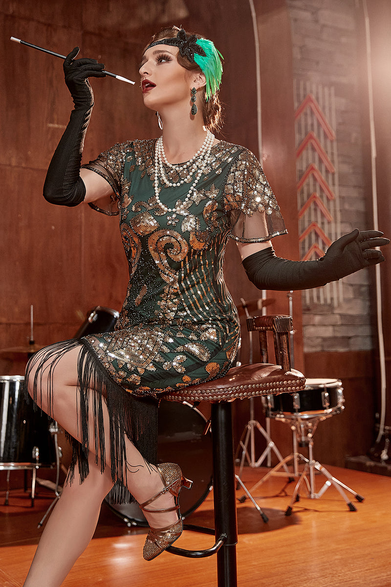 Load image into Gallery viewer, Round Neck Sequined 1920s Dress