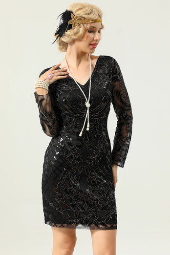Black Gatsby 1920s Dress