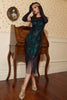 Load image into Gallery viewer, Black Sleeveless Sequin Fringe 1920 Dress