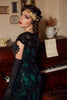 Load image into Gallery viewer, Black Sleeveless Sequin Fringe 1920 Dress