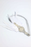 Load image into Gallery viewer, Blush 1920s Beaded Sequin Headband with Feather