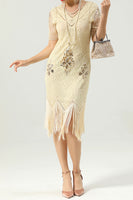 Load image into Gallery viewer, Beaded Red Sequin 1920s Dress with Sleeves