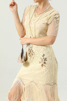 Load image into Gallery viewer, Beaded Red Sequin 1920s Dress with Sleeves