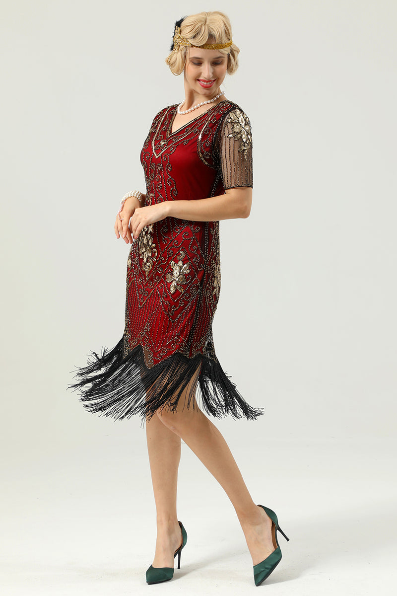 Load image into Gallery viewer, 1920 Retro White Sequins Fringe Dress