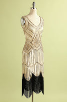 Load image into Gallery viewer, Champagne and Black Sequin Bodycon 1920s Dress