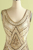 Load image into Gallery viewer, Champagne and Black Sequin Bodycon 1920s Dress