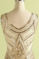Load image into Gallery viewer, Champagne and Black Sequin Bodycon 1920s Dress