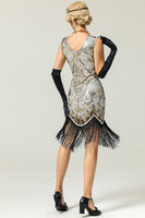 Load image into Gallery viewer, Silver Fringe Sequin 1920s Flapper Dress