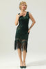 Load image into Gallery viewer, 1920 Retro Dark Green Sequin Fringe Dress