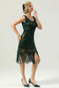 Load image into Gallery viewer, 1920 Retro Dark Green Sequin Fringe Dress