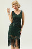 Load image into Gallery viewer, 1920 Retro Dark Green Sequin Fringe Dress