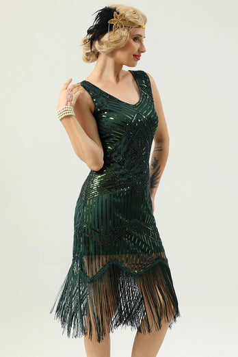 1920 Retro White Sequins Fringe Dress