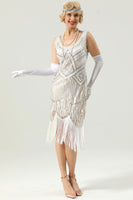 Load image into Gallery viewer, Black Deep V Neck Flapper 1920s Dress