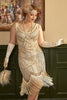 Load image into Gallery viewer, Apricot Sequin Fringes Plus Size 1920s Flapper Dress