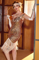 Load image into Gallery viewer, Pink Sequin Gatsby 1920s Flapper Dress