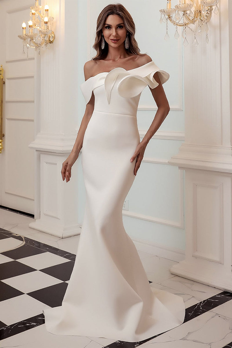 Load image into Gallery viewer, One Shoulder Mermaid Burgundy Prom Dress