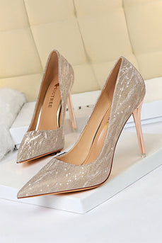 Shallow Toe Sequined Stiletto High Heels