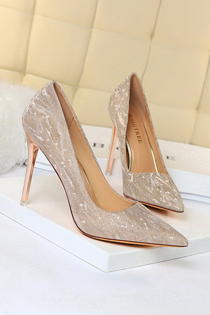 Load image into Gallery viewer, Shallow Toe Sequined Stiletto High Heels