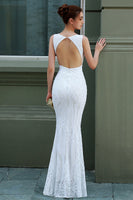 Load image into Gallery viewer, White Mermaid Formal Dress