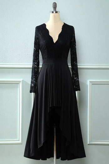 Black Long Sleeves Lace Dress