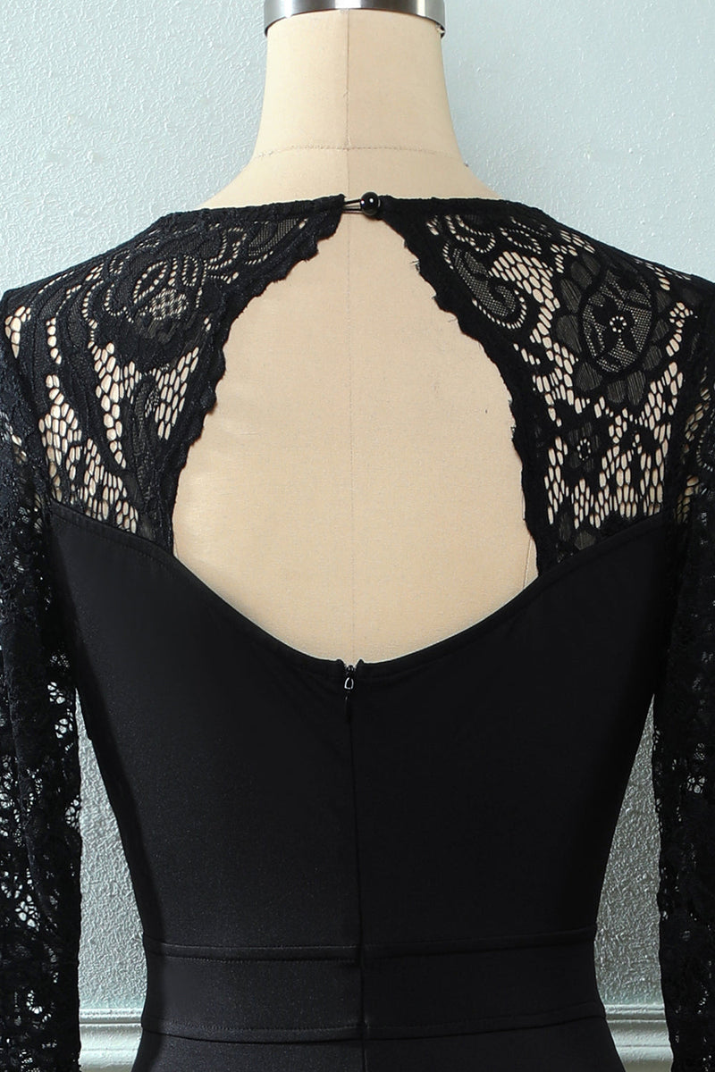 Load image into Gallery viewer, Black Long Sleeves Lace Dress