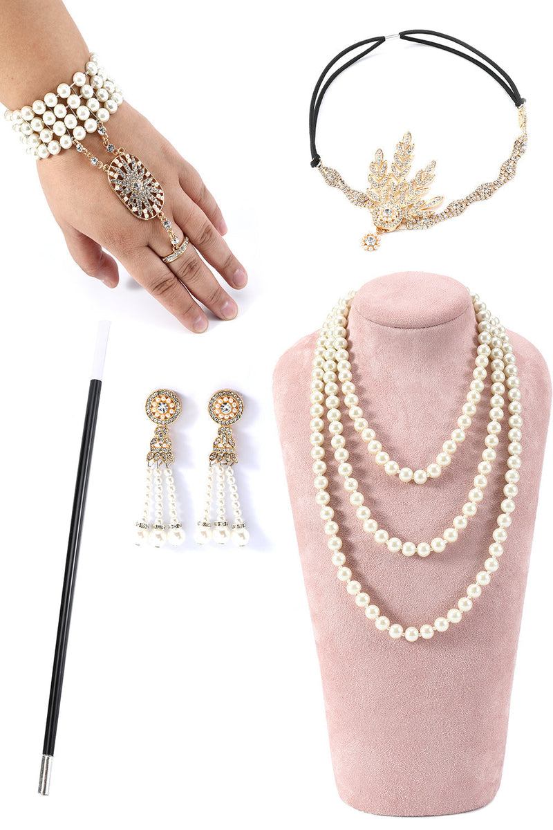 Load image into Gallery viewer, 1920s Flapper Golden/Silver Accessories Set