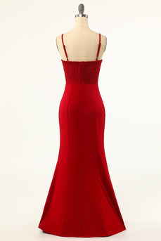 Dark Red Mermaid Prom Dress