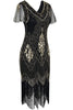 Load image into Gallery viewer, V Neck Black 1920s Flapper Dress