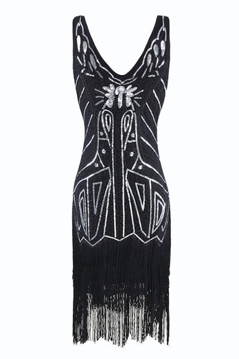 V Neck Sleeveless 1920s Dress