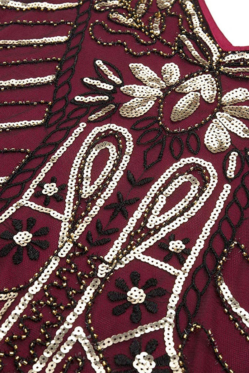 Load image into Gallery viewer, Green V Neck 1920s Great Gatsby Dress