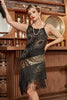 Load image into Gallery viewer, Black Fringe Seuqins Gatsby 1920s Dress