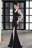 Load image into Gallery viewer, Black Mermaid Long Prom Formal Dress