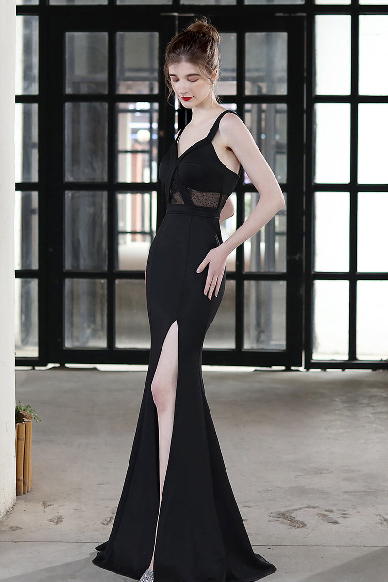 Load image into Gallery viewer, Black Mermaid Long Prom Formal Dress