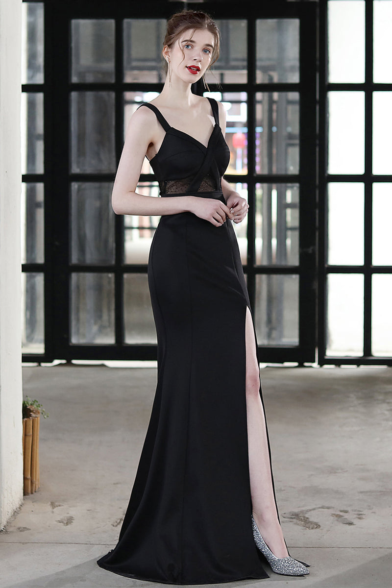Load image into Gallery viewer, Black Mermaid Long Prom Formal Dress
