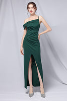 Load image into Gallery viewer, Burgundy One Shoulder Prom Dress with Slit