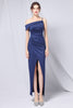 Load image into Gallery viewer, Burgundy One Shoulder Prom Dress with Slit