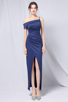 Load image into Gallery viewer, Burgundy One Shoulder Prom Dress with Slit