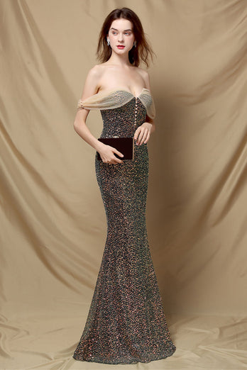 Off Shoulder Sequins Mermaid Prom Dress