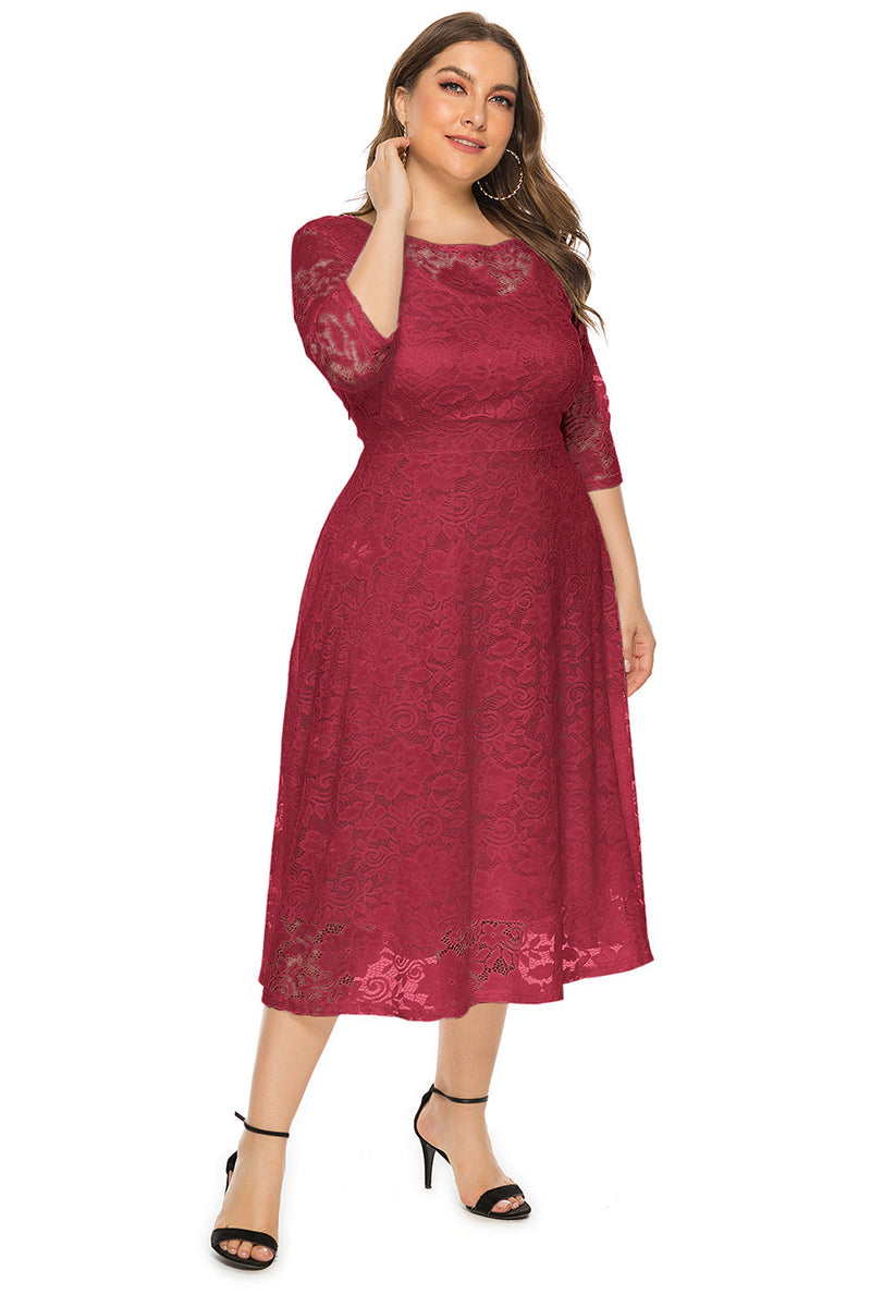 Load image into Gallery viewer, Plus Size Long Sleeves Lace Dress