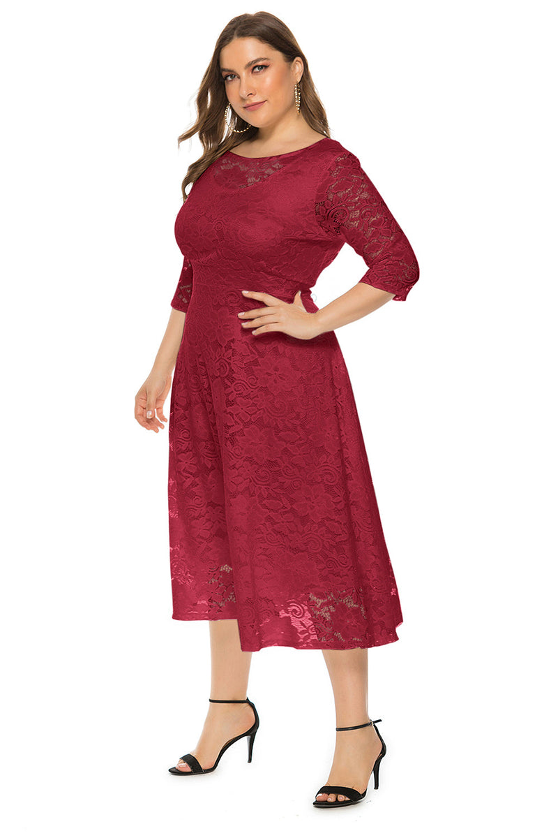 Load image into Gallery viewer, Plus Size Long Sleeves Lace Dress
