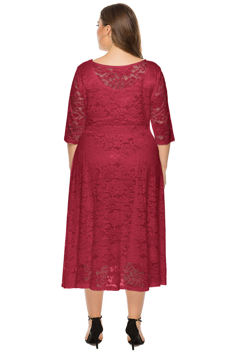 Load image into Gallery viewer, Plus Size Long Sleeves Lace Dress