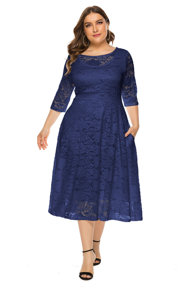 Load image into Gallery viewer, Plus Size Long Sleeves Lace Dress