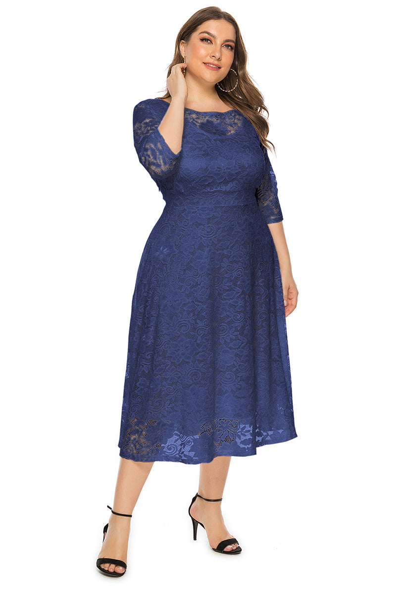Load image into Gallery viewer, Plus Size Long Sleeves Lace Dress