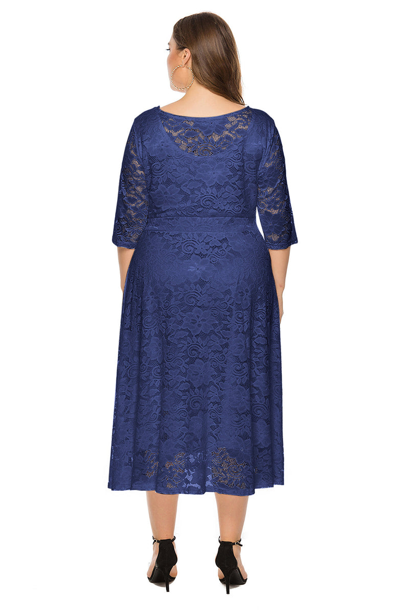 Load image into Gallery viewer, Plus Size Long Sleeves Lace Dress
