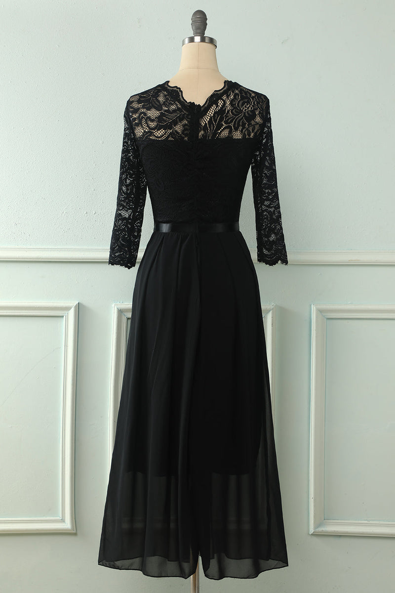 Load image into Gallery viewer, Back Lace Dress with Long Sleeves