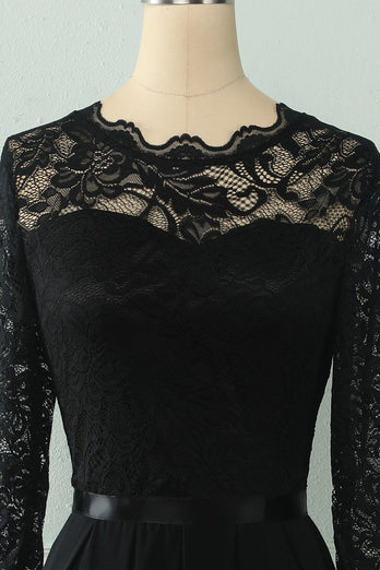 Back Lace Dress with Long Sleeves