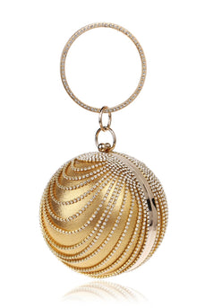 Golden Beaded Circle Party Clutch