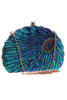 Load image into Gallery viewer, Peacock Green Beaded Shell Shaped Clutch