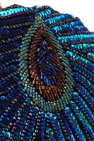 Load image into Gallery viewer, Peacock Green Beaded Shell Shaped Clutch