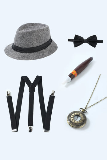 Grey 1920s Accessories Set for Men